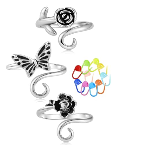 Flavizo 3 Pcs Adjustable Crochet Tension Ring, Durable Alloy Knitting Loop Rings for Yarn Control, Comfortable Crochet Accessories for Smooth Stitching and Easy Crocheting Projects - Image 1
