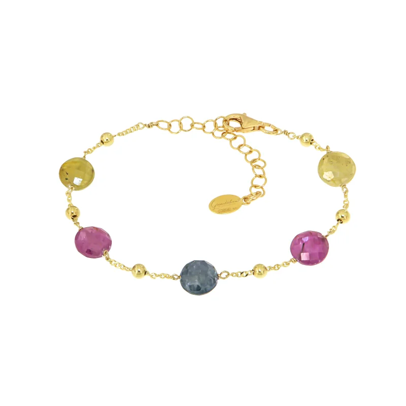جواندلينا Gold Plated Bracelet with Multicolor Sapphire