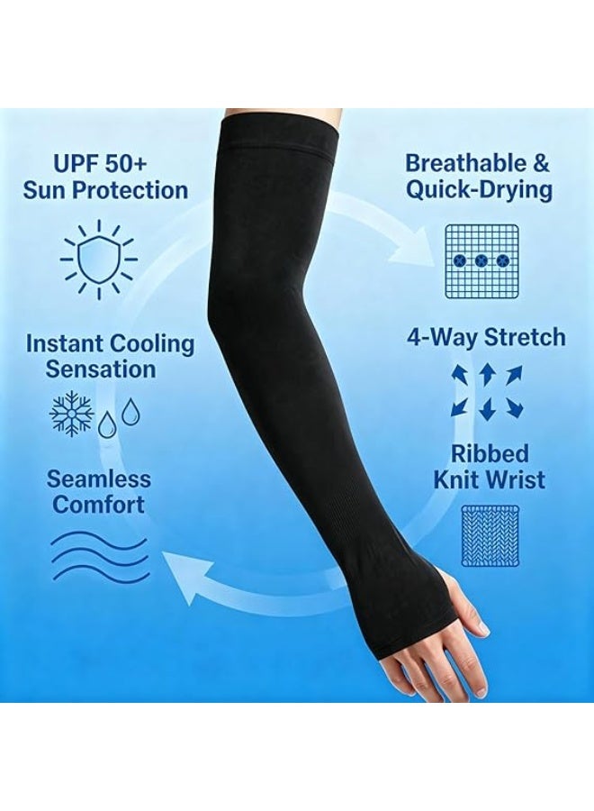 Cool Sun Protection Arm Sleeves With Thumb Holes for Men Women,Cooling Compression UV Arm Cover,Outdoor Sports Sleeve Arm - Image 3