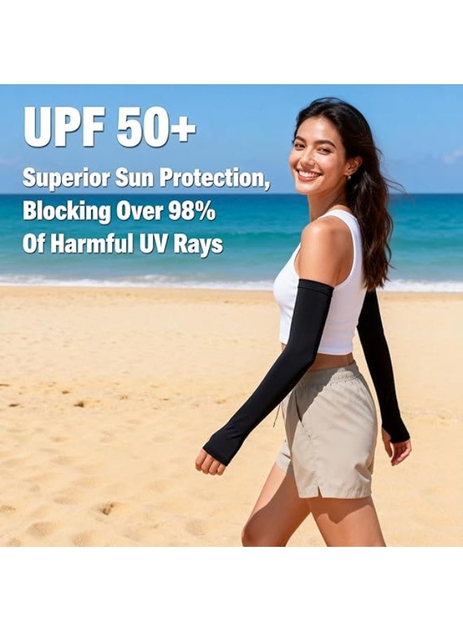 Cool Sun Protection Arm Sleeves With Thumb Holes for Men Women,Cooling Compression UV Arm Cover,Outdoor Sports Sleeve Arm - Image 2