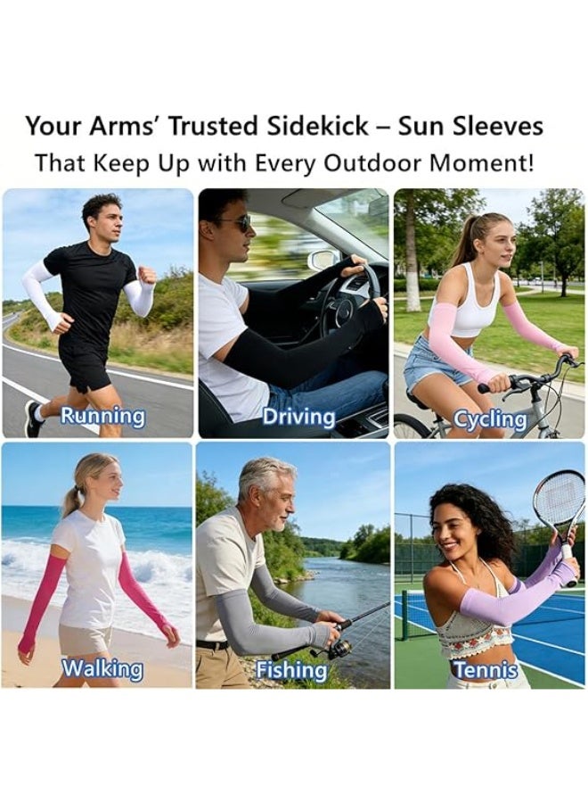 Cool Sun Protection Arm Sleeves With Thumb Holes for Men Women,Cooling Compression UV Arm Cover,Outdoor Sports Sleeve Arm - Image 4