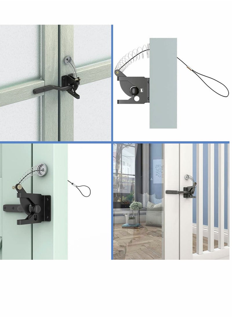 Generic Upgrade Self Locking Gate Latch Heavy Duty Automatic with Cable Pull Opener for Wooden Fences Metal Gates Vinyl Fence Dog Door Latches Gravity Security  - Image 4