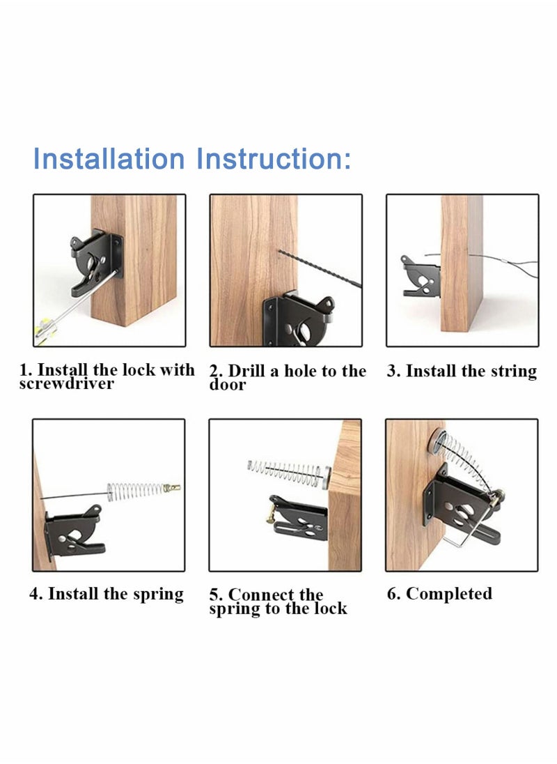 Generic Upgrade Self Locking Gate Latch Heavy Duty Automatic with Cable Pull Opener for Wooden Fences Metal Gates Vinyl Fence Dog Door Latches Gravity Security  - Image 5