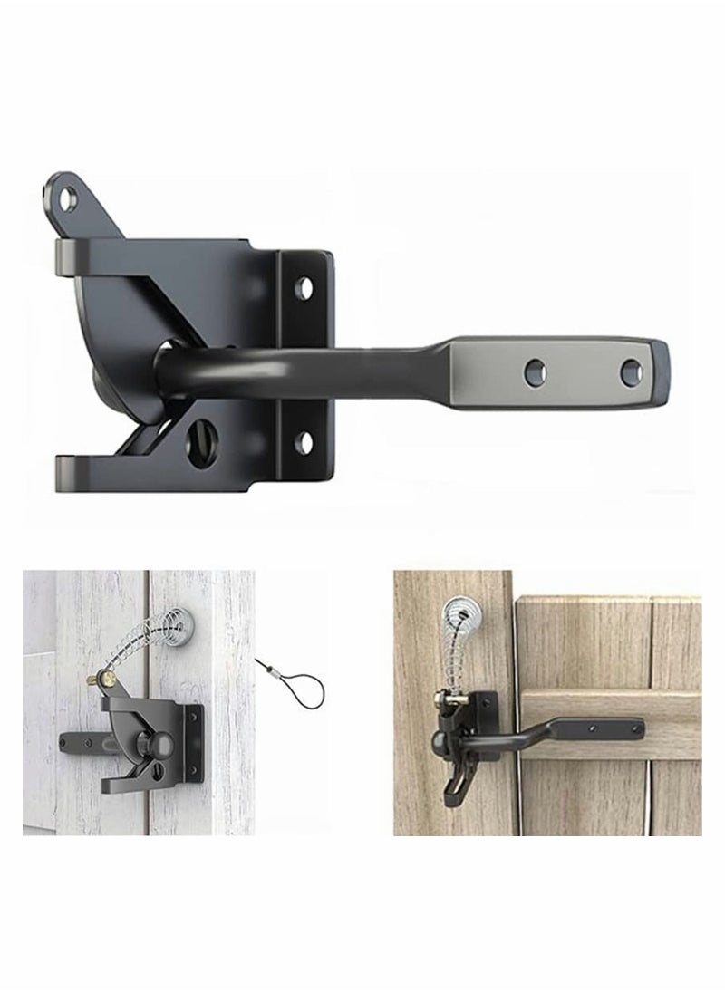 Generic Upgrade Self Locking Gate Latch Heavy Duty Automatic with Cable Pull Opener for Wooden Fences Metal Gates Vinyl Fence Dog Door Latches Gravity Security  - Image 1