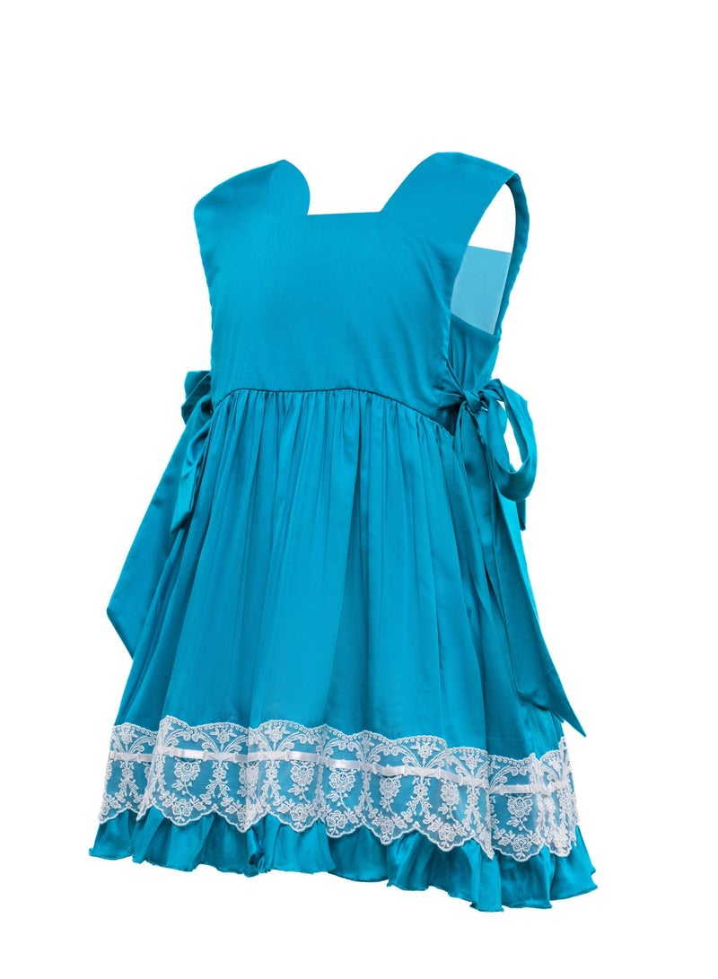 Queen BELLY  COTTON BLUE Girls Party Dress, everyday Dress Party Wear Wedding Evening Formal Pageant Dance Gown for Birthday Kid Girls Elegant - Image 2