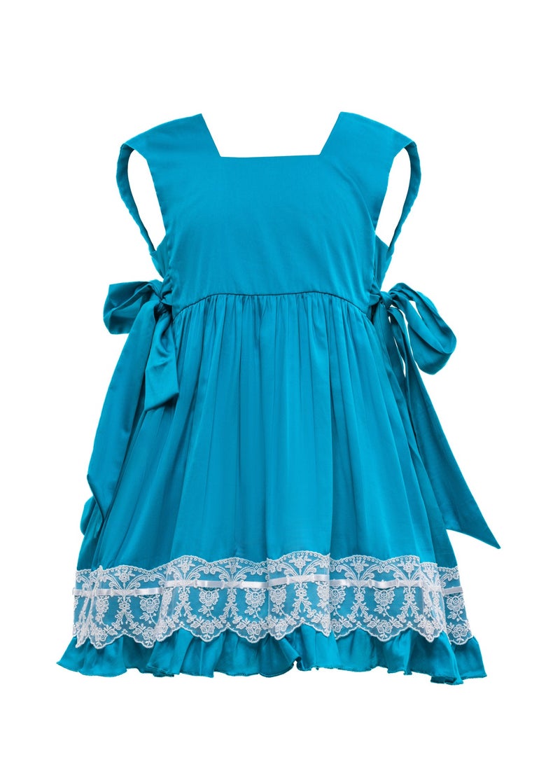 Queen BELLY  COTTON BLUE Girls Party Dress, everyday Dress Party Wear Wedding Evening Formal Pageant Dance Gown for Birthday Kid Girls Elegant - Image 5