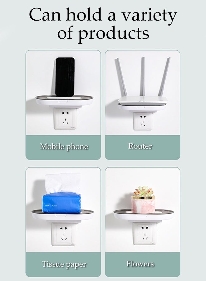 DUNISO Wall Outlet Shelf,Socket Storage Rack,Wall Mounted Set-top Box Organizer,Space Saving,Strong Load-Bearing Capacity, No Need to Drill Holes and Paste,for Bathroom, Router & Devices with Cord Management  ﻿ - Image 3