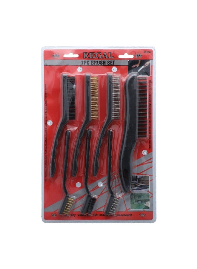 7-Piece Sturdy Bristles Ergonomic Handle Brush Set Black 99540