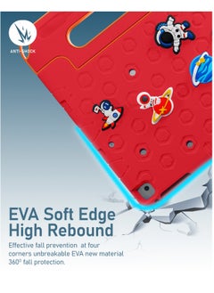 Moxedo Moxedo Rugged Protective EVA Silicone Kids Case Cover, Shockproof DIY 3D Cartoon Pattern with Pencil Holder, Stand and Handle Grip Compatible for Apple iPad 9.7 inch (Red)  - Image 3