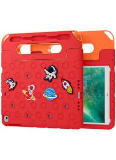 Moxedo Moxedo Rugged Protective EVA Silicone Kids Case Cover, Shockproof DIY 3D Cartoon Pattern with Pencil Holder, Stand and Handle Grip Compatible for Apple iPad 9.7 inch (Red)  - Image 1
