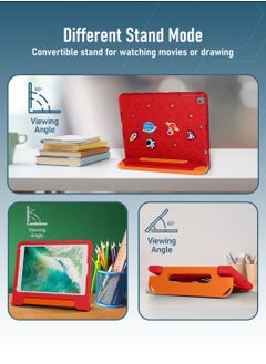 Moxedo Moxedo Rugged Protective EVA Silicone Kids Case Cover, Shockproof DIY 3D Cartoon Pattern with Pencil Holder, Stand and Handle Grip Compatible for Apple iPad 9.7 inch (Red)  - Image 5
