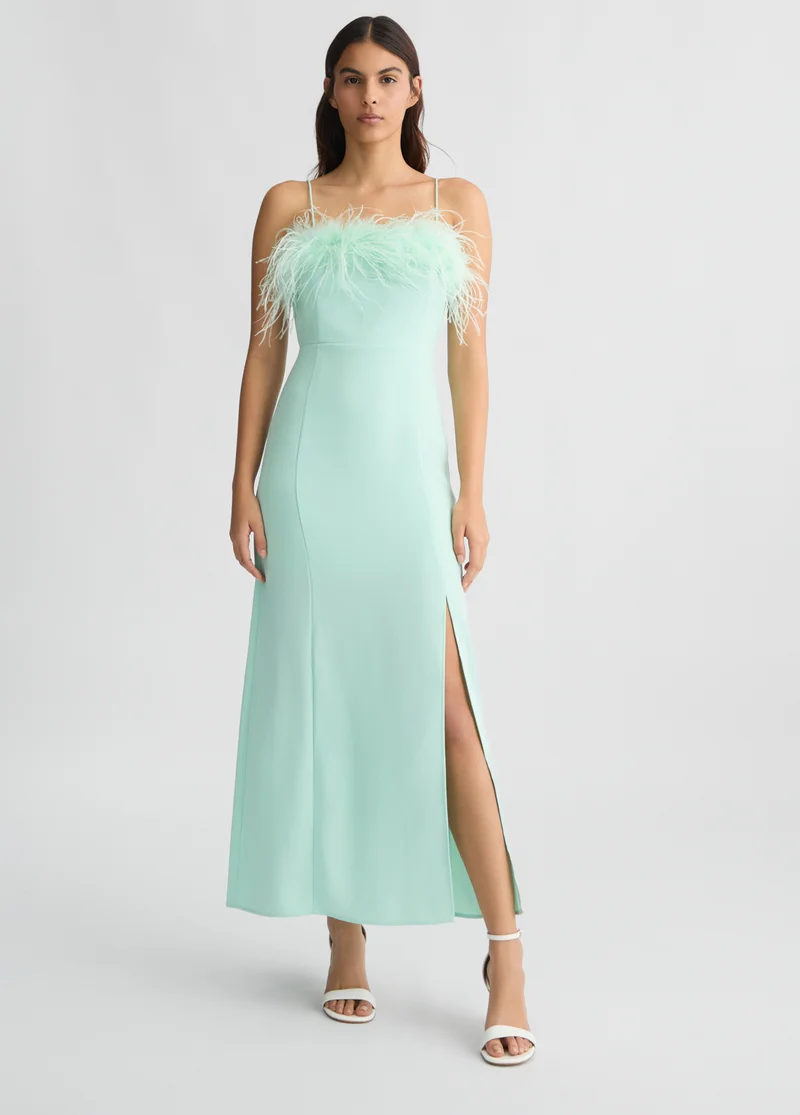 Liu Jo Elegant aqua green dress with feathers