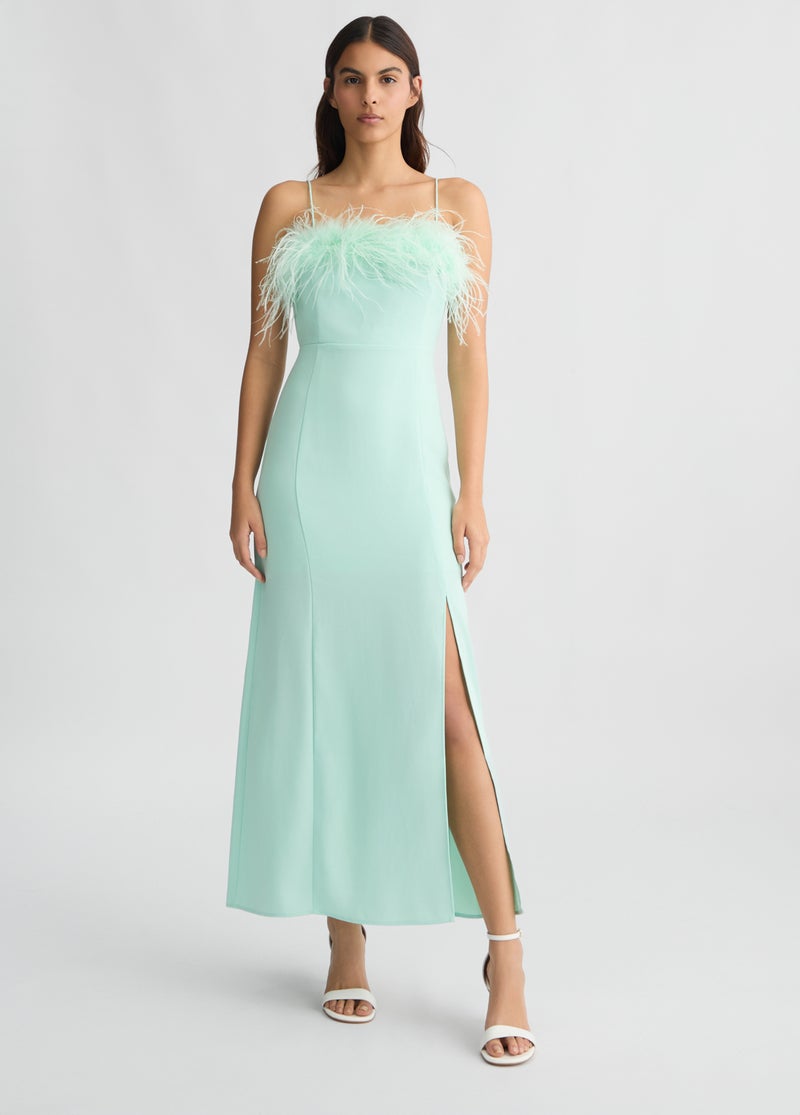 Liu Jo Elegant aqua green dress with feathers - Image 1