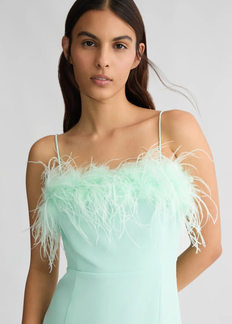Liu Jo Elegant aqua green dress with feathers