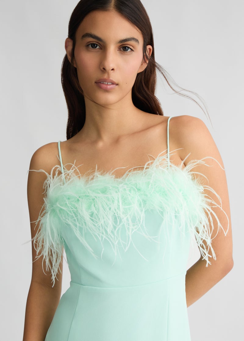 Liu Jo Elegant aqua green dress with feathers - Image 3