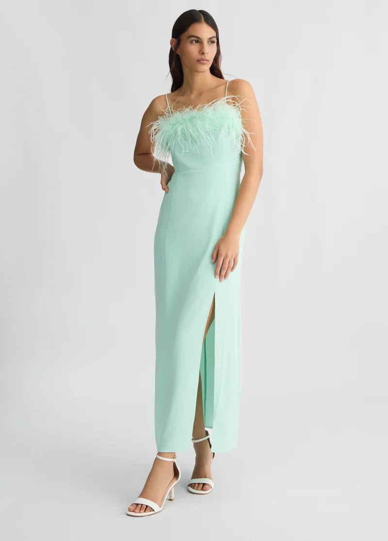 Liu Jo Elegant aqua green dress with feathers