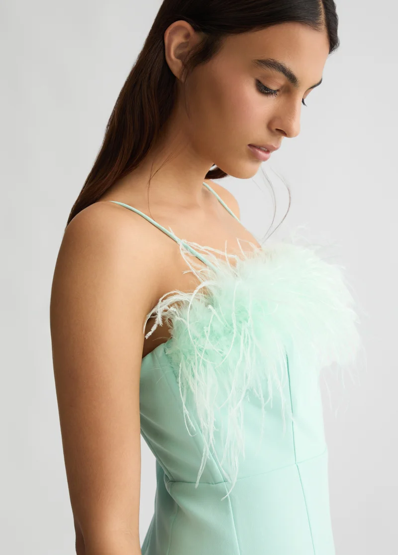 Liu Jo Elegant aqua green dress with feathers