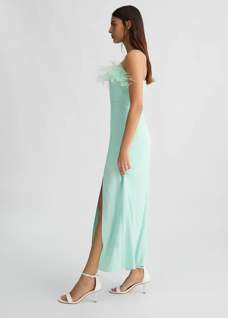 Liu Jo Elegant aqua green dress with feathers