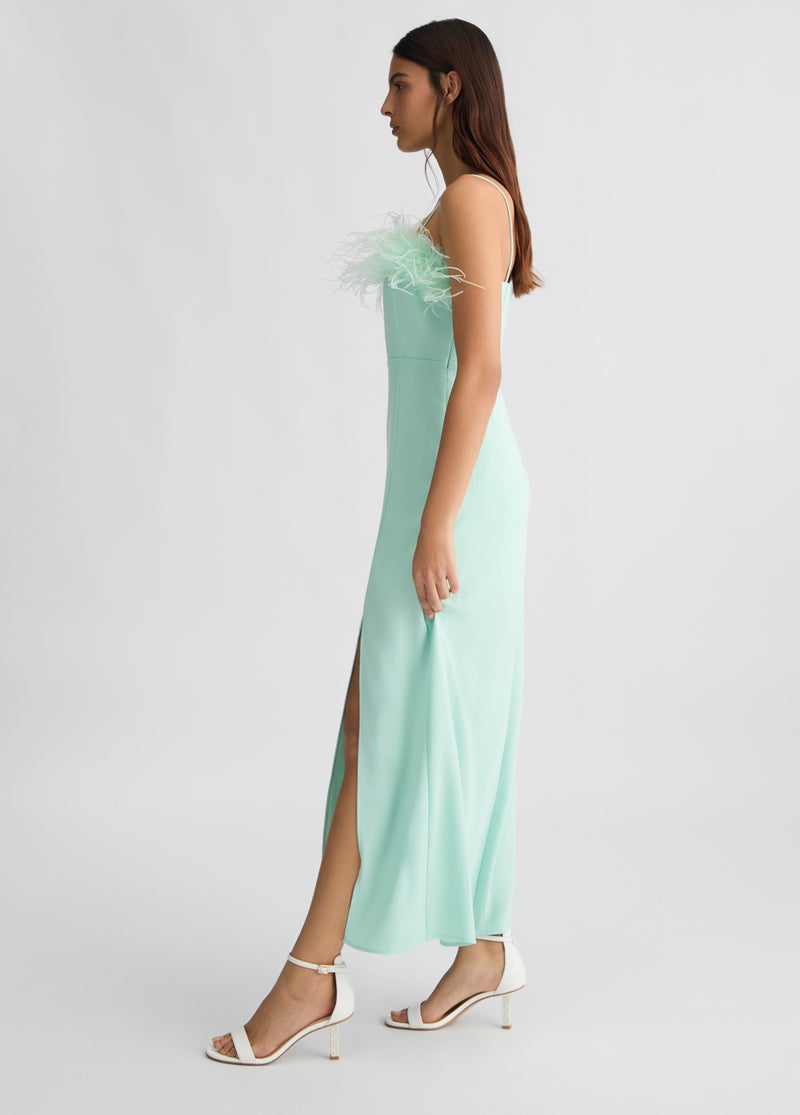 Liu Jo Elegant aqua green dress with feathers - Image 4