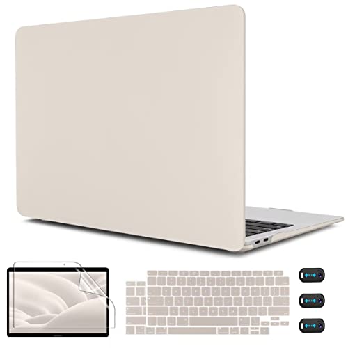 CISSOOK Beige Case for MacBook Air 13 Inch 2021 2020 2019 2018 Release Model A2337 A2179 A1932, Plastic Hard Shell Case with Keyboard Cover for MacBook Air 13.3 inch M1, Beige Stone - Image 1