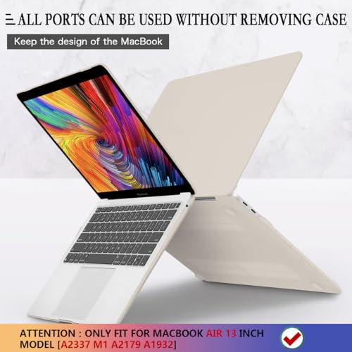 CISSOOK Beige Case for MacBook Air 13 Inch 2021 2020 2019 2018 Release Model A2337 A2179 A1932, Plastic Hard Shell Case with Keyboard Cover for MacBook Air 13.3 inch M1, Beige Stone - Image 5