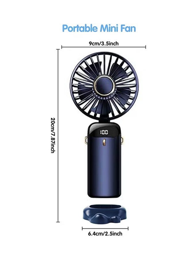 جي أس مروحة صغيرة محمولة باليد، 5 سرعات مروحة شخصية محمولة مع شاشة مؤشر 90 درجة قابلة للضبط مروحة تبريد قابلة للإزالة قاعدة، مروحة هادئة للنقل الخارجي لوزارة الداخلية، عمل لمدة 16-24 ساعة (أزرق) - Image 5