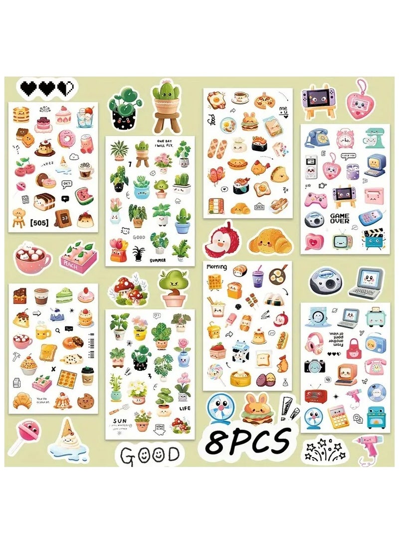 Goolsky GUTBD Cartoon Decorative Stickers Set of 8 - PVC Creative Decal Pack for Phone Cases, Notebooks, Skateboards, Tablets, Party Favors, Guitars, Luggage, Water Bottles, Helmets, Gift Wrapping - Image 1