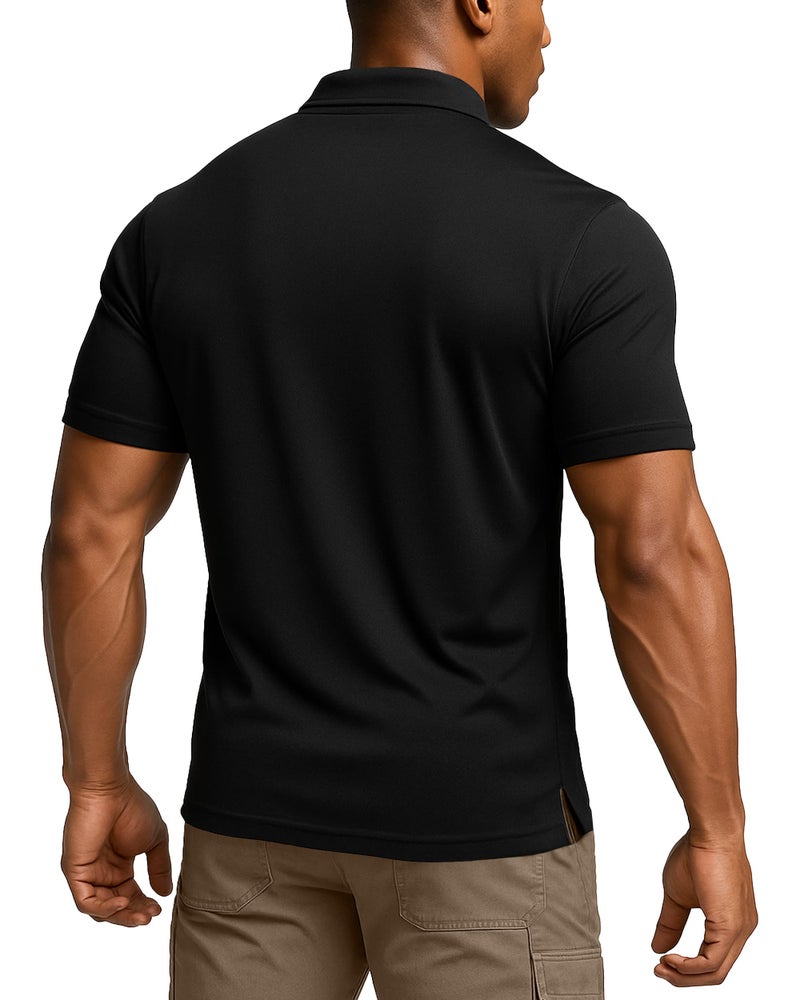 NY Threads Men's Polo Shirt Short Sleeves UPF 50+ Quick Dry Performance Tactical Pique Jersey Golf Shirt, XX-Large, Black - Image 2