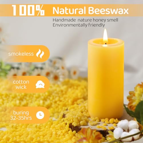 MAKALONE Natural Beeswax Pillar Candles,140 Hours Long Burning Pure Beeswax Candles Bulk,Unscented Bees Wax Candle for Home,Prayer,Dripless Smokeless Organic 100% Pillar Candles 2x4in-4pack - Image 4