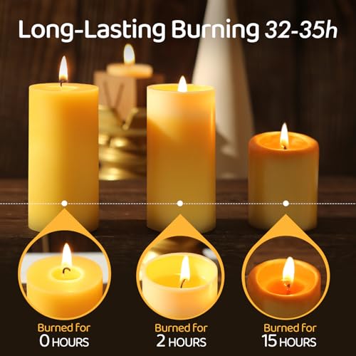 MAKALONE Natural Beeswax Pillar Candles,140 Hours Long Burning Pure Beeswax Candles Bulk,Unscented Bees Wax Candle for Home,Prayer,Dripless Smokeless Organic 100% Pillar Candles 2x4in-4pack - Image 3