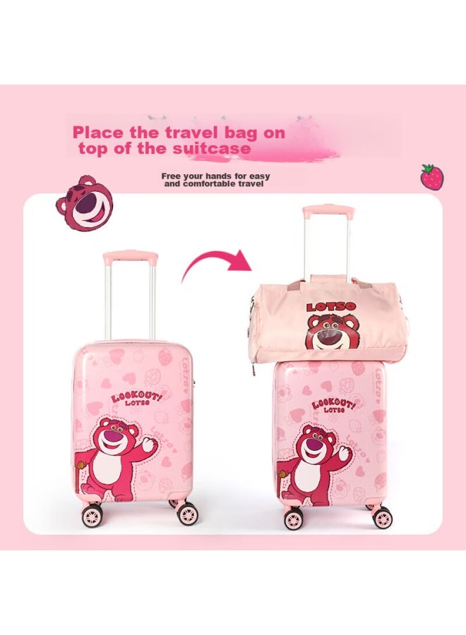 Mesuca Maisika Strawberry Bear Children's Luggage, Elementary School Student Password Suitcase, Girls' Travel Case, Carry-on Luggage, 18 Inches - Image 3