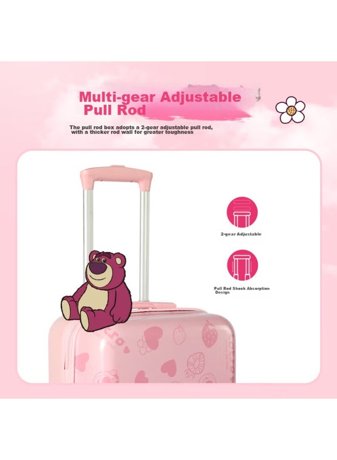 Mesuca Maisika Strawberry Bear Children's Luggage, Elementary School Student Password Suitcase, Girls' Travel Case, Carry-on Luggage, 18 Inches - Image 2