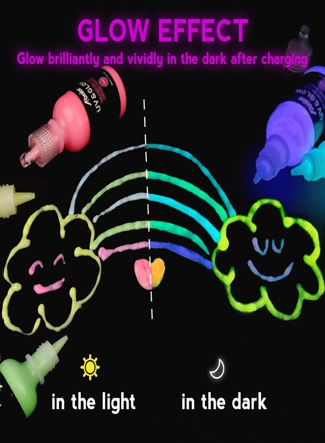ABEIER Glow In The Dark Paint, 12 Colors(30Ml1/Oz) Black Light Acrylic Ink, Handmade Neon Paint, Long Lasting Bright Fluorescent Ink, Ideal for DIY Projects, Halloween Decorations - Image 4