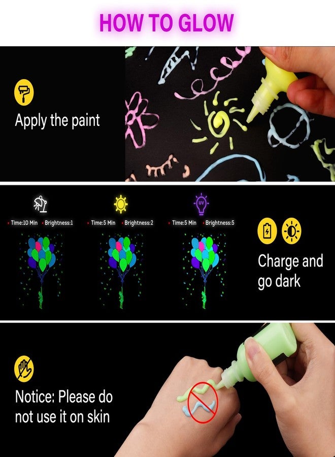 ABEIER Glow In The Dark Paint, 12 Colors(30Ml1/Oz) Black Light Acrylic Ink, Handmade Neon Paint, Long Lasting Bright Fluorescent Ink, Ideal for DIY Projects, Halloween Decorations - Image 5