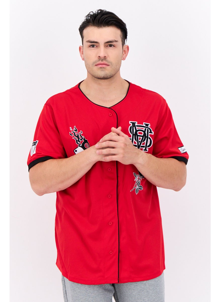 Men Sportswear Fit Short Sleeves Baseball Jersey, Red Combo - pzsku/Z6BBC99F844023EC32826Z/45/_/1738678514/c3076f6a-7650-45b3-9845-ed9a4e07d6af