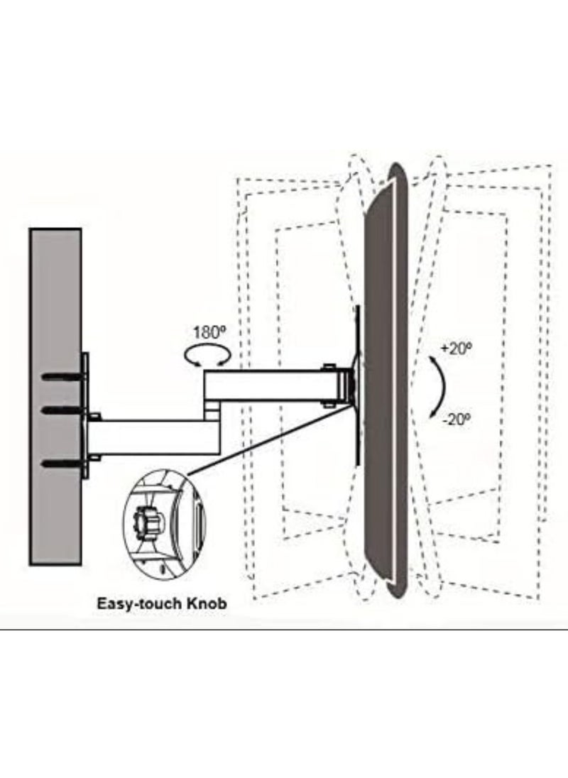 Full Motion LCD LED Plasma TV monitor Wall Mount Bracket 14" 16" 19" 20" 21" 24" 27" Tilt Swivel Hold up to 33lb (15Kg) VESA 100mm x 100mm - Image 1