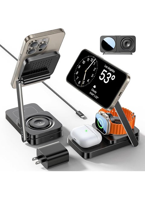 Foldable Charger 3 in 1 for Apple Magsafe Charger Stand, Wireless Charger iPhone and Watch Charging Station for Multiple Devices for Apple with iPhone 15 Pro Max Airpods Apple Watch