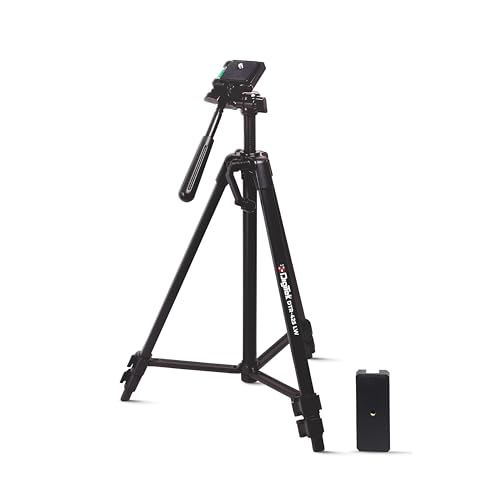 Digitek (DTR-425 LW) Portable Tripod Stand with Smartphone Holder, 4.26ft Height, Pan & Multipurpose Quick Release Head, Rubberised Legs, 3kg Load Capacity, Ideal for DSLR Camera & Mobile Photography - Image 1