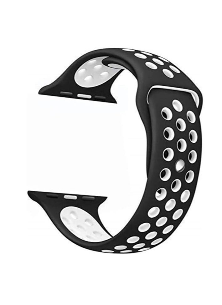 ten.tech - Silicone Sport Band for Apple Watch Ultra/Ultra 2 49mm 45mm 44mm 42mm, Waterproof Breathable Soft Silicone Sport Band for iWatch Ultra SE 8/7/6/5/4/3/ 2/1, from Tin Tech Black & white - Image 1