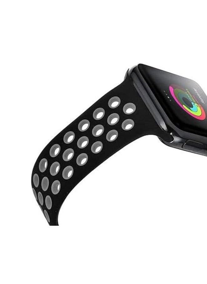 ten.tech - Silicone Sport Band for Apple Watch Ultra/Ultra 2 49mm 45mm 44mm 42mm, Waterproof Breathable Soft Silicone Sport Band for iWatch Ultra SE 8/7/6/5/4/3/ 2/1, from Tin Tech Black & white - Image 1