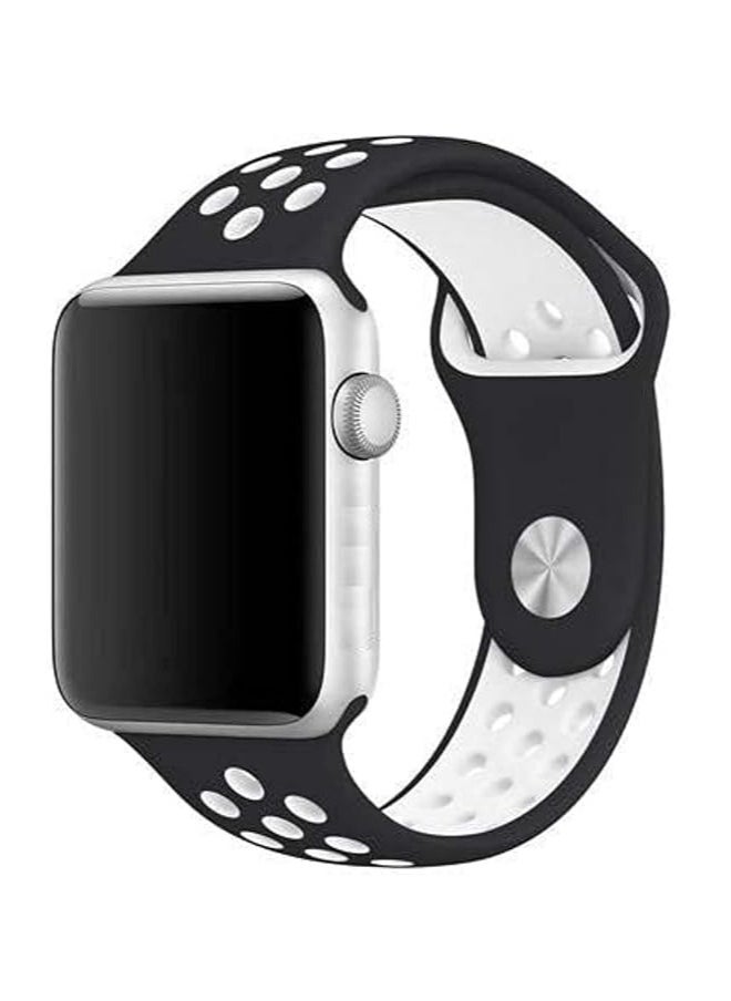 ten.tech - Silicone Sport Band for Apple Watch Ultra/Ultra 2 49mm 45mm 44mm 42mm, Waterproof Breathable Soft Silicone Sport Band for iWatch Ultra SE 8/7/6/5/4/3/ 2/1, from Tin Tech Black & white - Image 1
