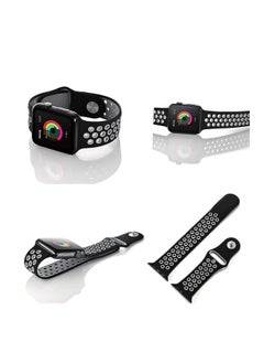ten.tech Silicone Sport Band for Apple Watch Ultra/Ultra 2 49mm 45mm 44mm 42mm, Waterproof Breathable Soft Silicone Sport Band for iWatch Ultra SE 8/7/6/5/4/3/ 2/1, from Tin Tech Black & white  - Image 5