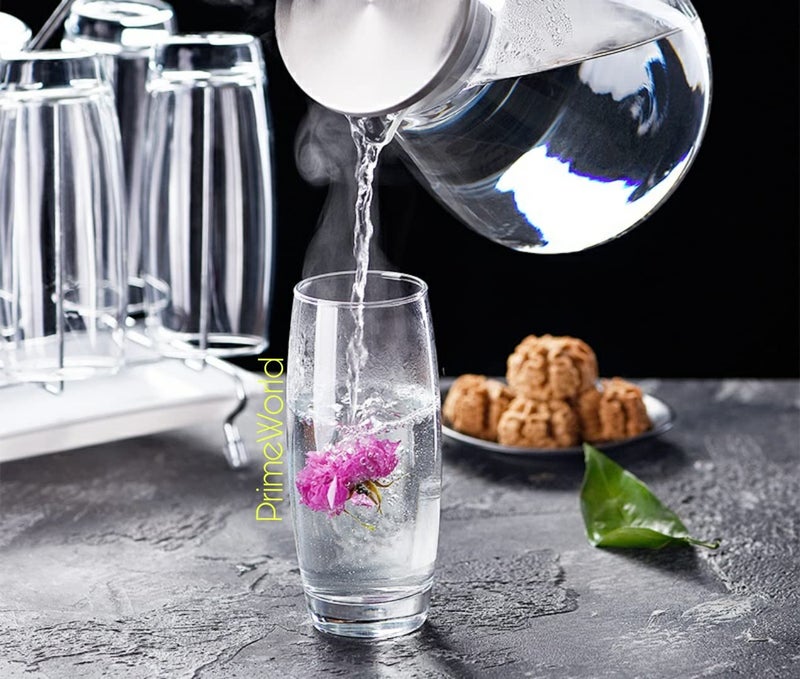 PrimeWorld European 31O Ml Barrel Hi Ball Glasses Set Of 6 Pcs - Tall Drinking Glasses For- Water,Juice,Colddrink,Mojito,Cocktail,Lead-Free,Perfect For Home,Restaurants And Parties,White,310 ML - Image 4