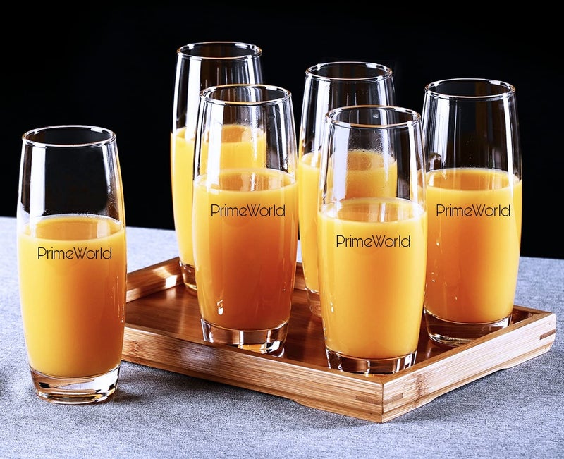 PrimeWorld European 31O Ml Barrel Hi Ball Glasses Set Of 6 Pcs - Tall Drinking Glasses For- Water,Juice,Colddrink,Mojito,Cocktail,Lead-Free,Perfect For Home,Restaurants And Parties,White,310 ML - Image 2