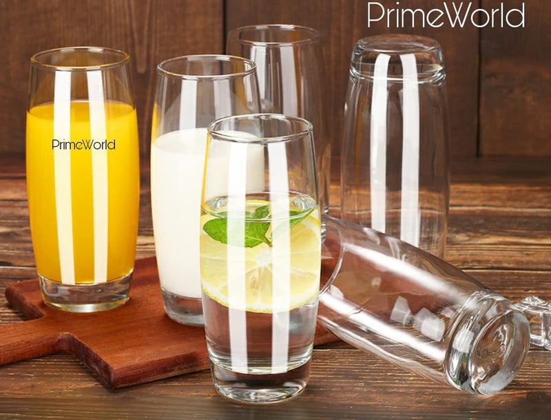 PrimeWorld European 31O Ml Barrel Hi Ball Glasses Set Of 6 Pcs - Tall Drinking Glasses For- Water,Juice,Colddrink,Mojito,Cocktail,Lead-Free,Perfect For Home,Restaurants And Parties,White,310 ML - Image 3