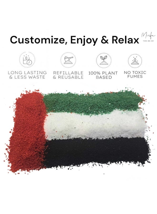 MIRFA Pearled Candle Wax Sand With 4 Eco Wicks - UAE Flag Combination - Image 5