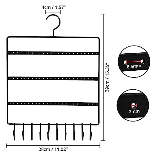 Cri8Hub Wall Hanging Metal Jewelry Hanger,Earring Organizer Multipurpose with 10 Hanging Hooks & 72 Holes for Earrings Suitable for Organizing Studs Necklace, Earring, Bracelets Holder - Image 5