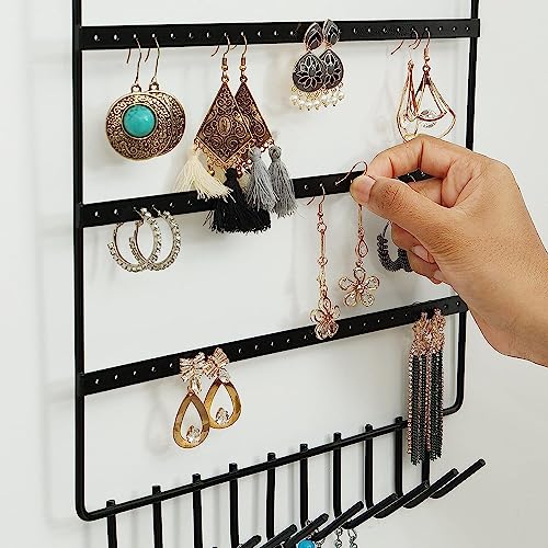 Cri8Hub Wall Hanging Metal Jewelry Hanger,Earring Organizer Multipurpose with 10 Hanging Hooks & 72 Holes for Earrings Suitable for Organizing Studs Necklace, Earring, Bracelets Holder - Image 3