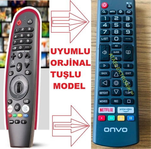 ONVO Webos For All Brand Models Webos Smart (classic button model) TV Remote ONVO Original Remote LG An Mr Next Axen Sinfer Dijitsu Onvo Sunny Skytech LG MR20GA