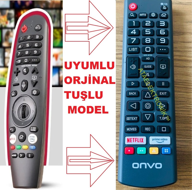 ONVO Webos For All Brand Models Webos Smart (classic button model) TV Remote ONVO Original Remote LG An Mr Next Axen Sinfer Dijitsu Onvo Sunny Skytech LG MR20GA